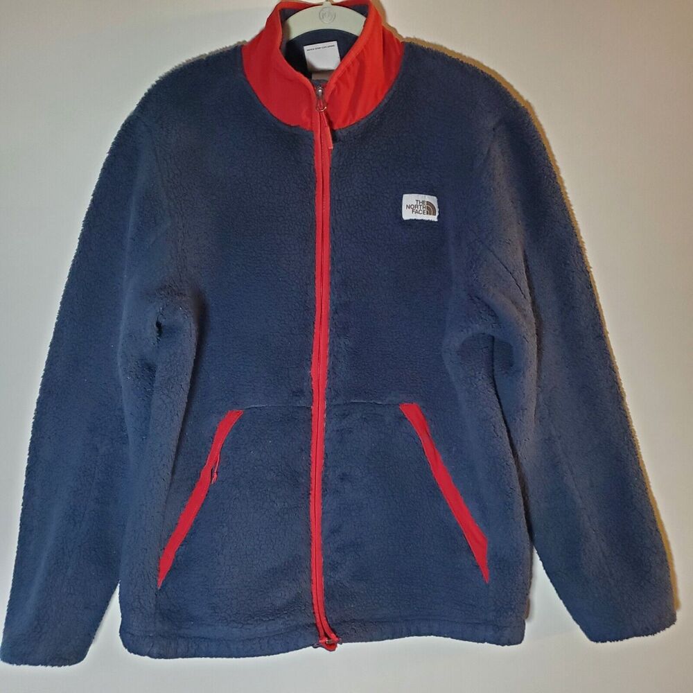 North Face Campshire Mens M Sherpa Fleece Full Zip Long Sleeve Jacket Navy Blue